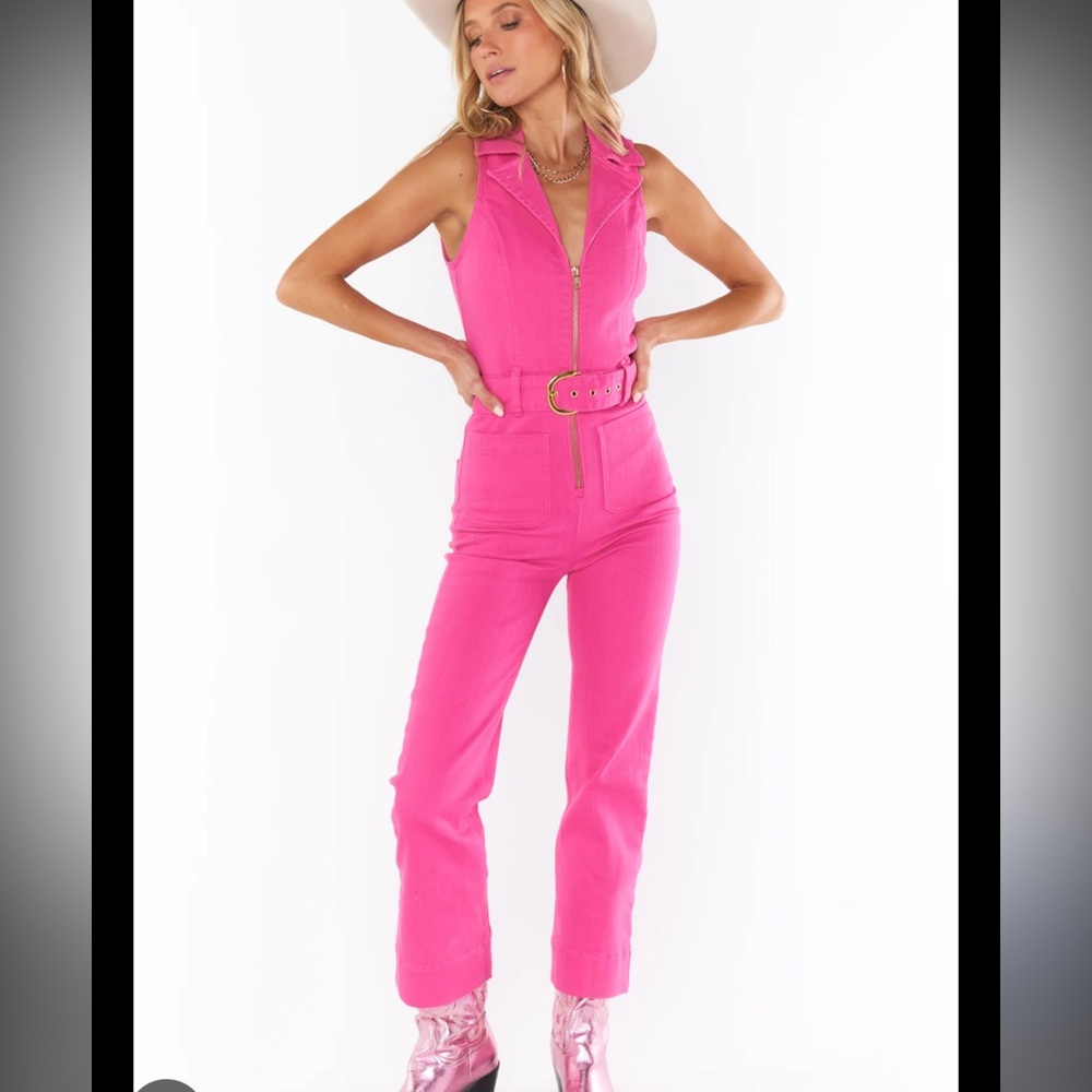 Jacksonville Cropped Jumpsuit in Hot Pink Denim
Show Me Your Mumu Medium